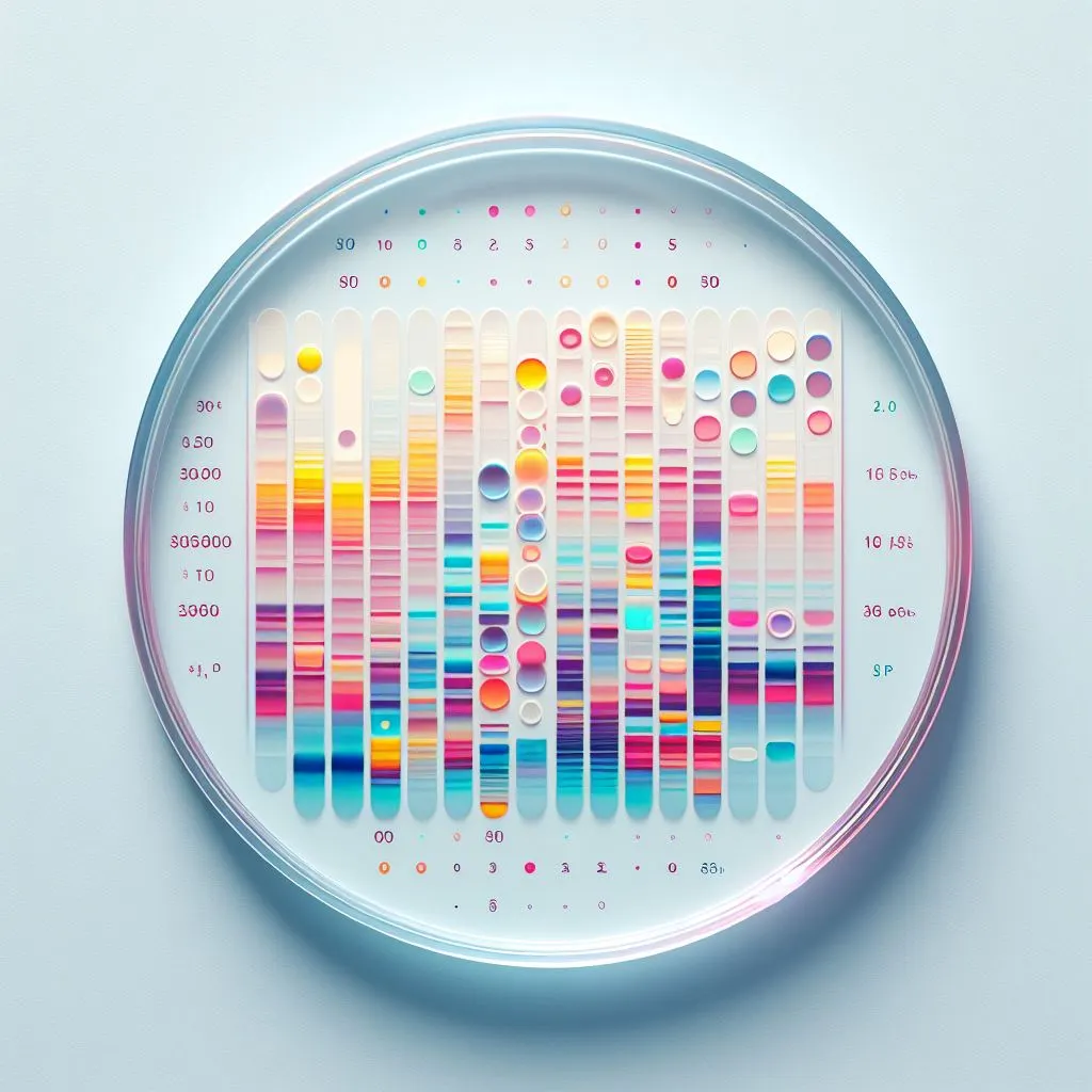 TLC or thin layer chromatography plate containing analytes spots