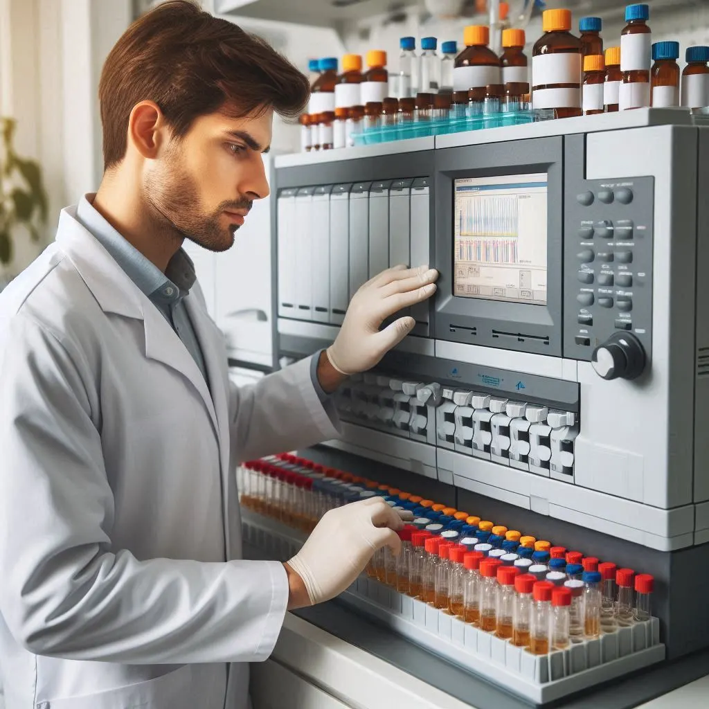 A Scientist performing the robustness test of an HPLC method